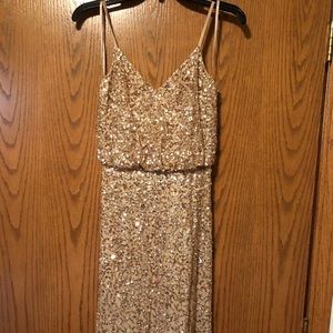 Adrianna Papell Sz 0 gold sequin bridesmaid dress